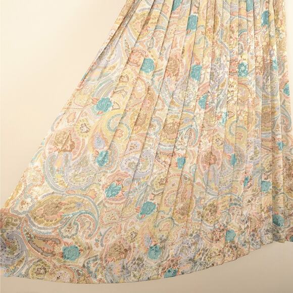 Vintage Andrea Gayle Satin Floral Pleated Midi Skirt Sz Small Cottagecore‎ Fairy - Picture 5 of 8